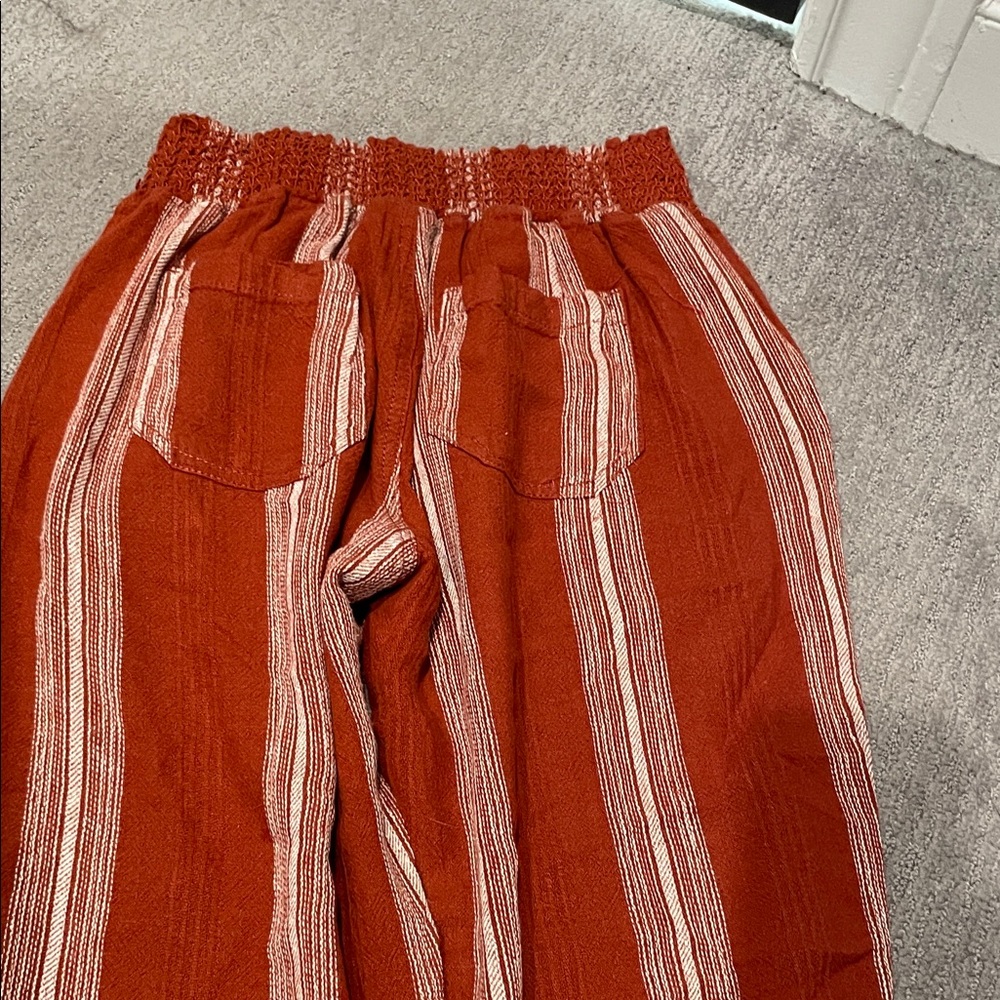 Rewash Orange and White Textured LinenPants - Picture 4 of 5